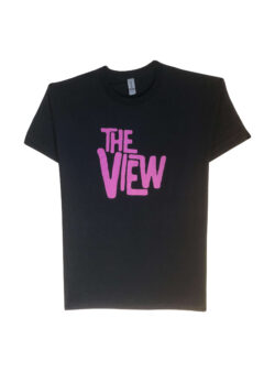 The View black tee w purple logo